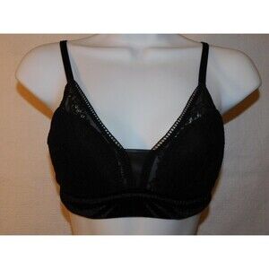 Auden Black and Velour Lightly Lined Bralette Bra Size Small